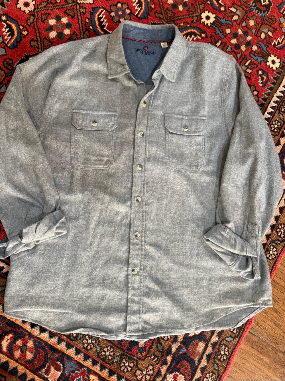 Woolrich Men’s Light Gray Button-Front Utility Shirt Jacket